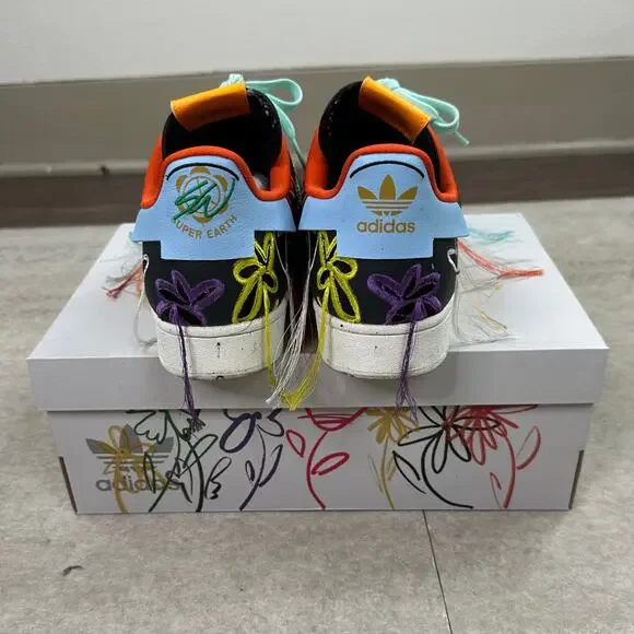 Vintage Y2K Adidas Superstar Low Top Shoes Mens 10 Wotherspoon Black - Picture 6 of 11